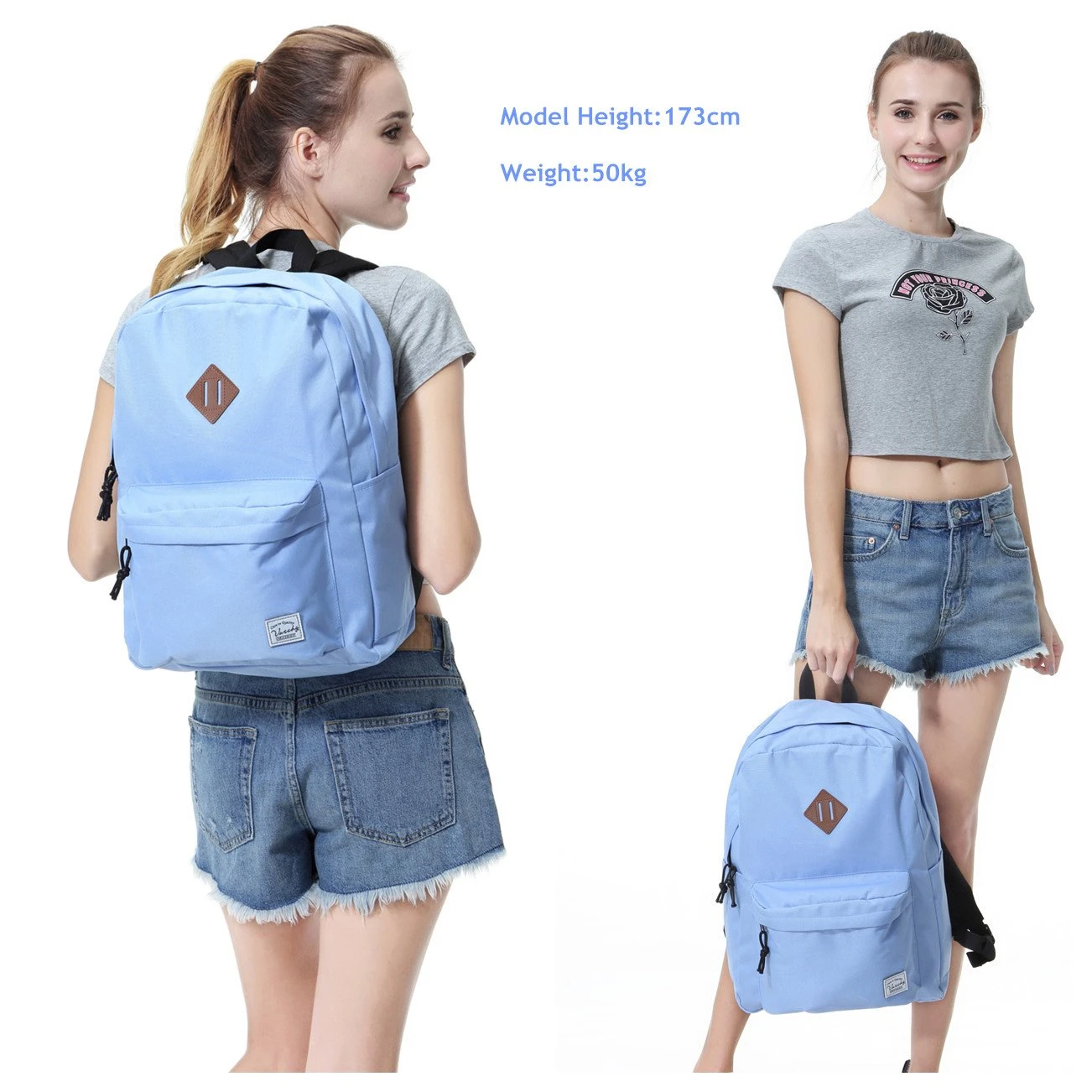 Lightweight Backpack For School, VASCHY Classic Basic Water Resistant Casual Daypack For Travel With Bottle Side Pockets (Lavander) 2 Lightweight Backpack For School, VASCHY Classic Basic Water Resistant Casual Daypack For Travel With Bottle Side Pockets (Lavander) - Image 2