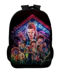 Amke Stranger Printed Backpacks Student School Bag Laptop Backpack With USB Charging Port