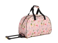LUCAS Designer Carry On Luggage Collection - Lightweight Pattern 22 Inch Duffel Bag- Weekender Overnight Business Travel Suitcase With 2- Rolling Spinner Wheels (22in, Flamingo) -Backpack Shop 71t14anGCML