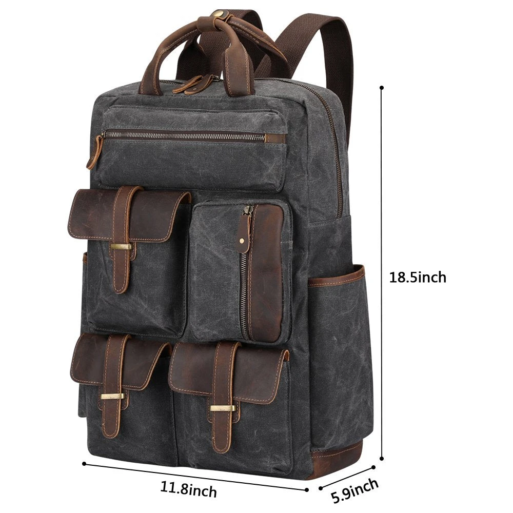 S-ZONE Vintage Crazy Horse Genuine Leather Backpack 7 S-ZONE Vintage Crazy Horse Genuine Leather Backpack - Image 7