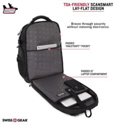 SWISSGEAR 5358 USB Charging SCANSMART ULTIMATE Organization LAPTOP PROTECTION BACKPACK - BLACK/RED -Backpack Shop 71vFQLzQCmL