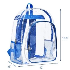 Heavy Duty Clear Backpack,Transparent Cold-Resistant Vinyl Adjustable Straps Backpack For Work(Blue) -Backpack Shop 71vXTdD39yL