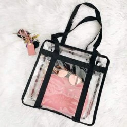 ISPECLE Clear Bag, Clear Tote Bag NFL Stadium Approved For Concert, Sport Football Games, Works, Shoulder Strap For Women Men 12 X 12 X 6 Inch Black -Backpack Shop 71voMyyFZLL
