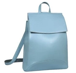 Heshe Womens Leather Backpack Casual Style Flap Backpacks Daypack For Ladies (Light Blue)