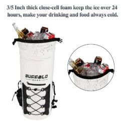 Buffalo Gear Portable Insulated Backpack Cooler Bag - Hands-Free And Collapsible, Waterproof And Soft-Sided Cooler Backpack For Hiking, The Beach, Picnics,Camping, Fishing - White,35 Liters,30 Can -Backpack Shop 71wdoaGMHEL