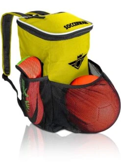 Soccer Backpack With Ball Holder Compartment - | Bag Fits All Soccer Equipment & Gym Gear (Black) (Yellow)
