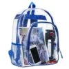 Heavy Duty Clear Backpack,Transparent Cold-Resistant Vinyl Adjustable Straps Backpack For Work(Blue)