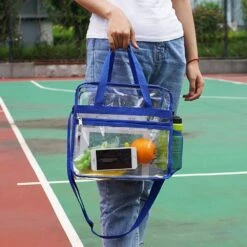 Clear Bag Stadium Approved,Multi-Pockets Clear Tote Bag With Adjustable Shoulder Strap,Perfect For Work, School, Sports Games And Concerts-12 X12 X6(Blue) -Backpack Shop 71yYiyYqToL