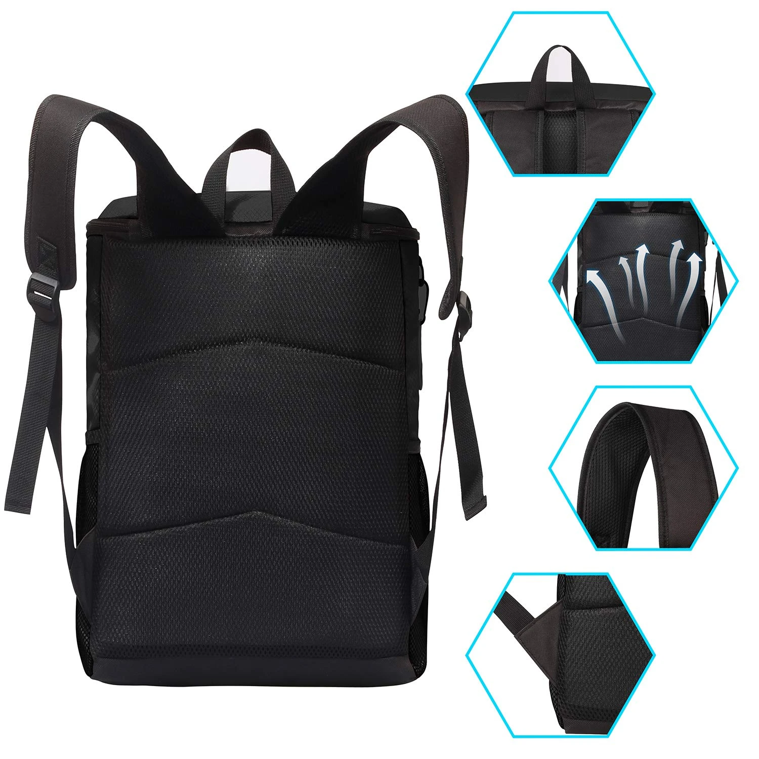 SEEHONOR Insulated Cooler Backpack Leakproof Soft Cooler Bag 25 Cans Black 4 SEEHONOR Insulated Cooler Backpack Leakproof Soft Cooler Bag 25 Cans Black - Image 4