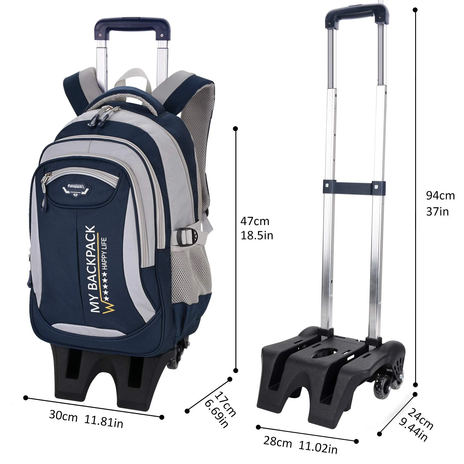 Rolling Backpack, Fanspack Rolling Backpack For Boys Roller Backpack Wheeled Backpack For Kids School Bags Primary School Backpack 5 Rolling Backpack, Fanspack Rolling Backpack For Boys Roller Backpack Wheeled Backpack For Kids School Bags Primary School Backpack - Image 5