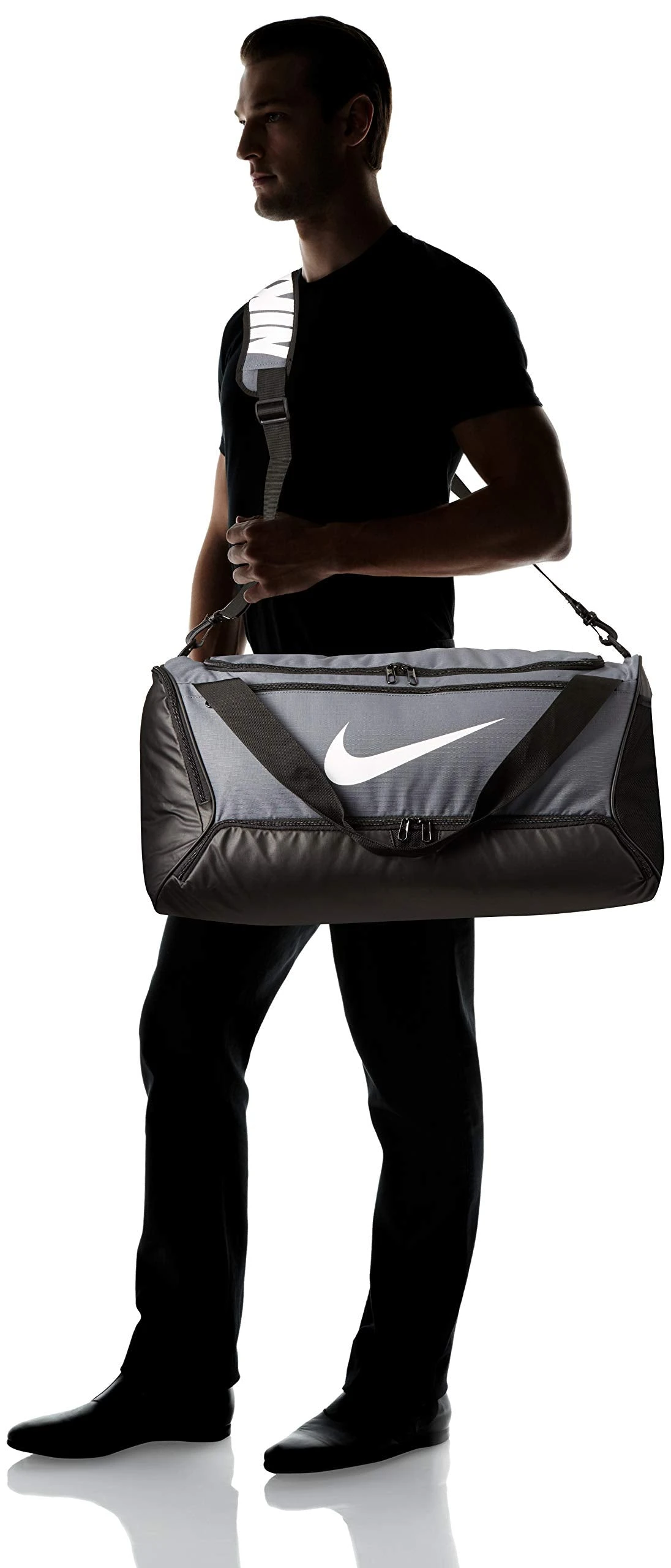 Nike Brasilia Training Medium Duffle Bag, Durable Nike Duffle Bag For Women & Men With Adjustable Strap, Flint Grey/Black/White 2 Nike Brasilia Training Medium Duffle Bag, Durable Nike Duffle Bag For Women & Men With Adjustable Strap, Flint Grey/Black/White - Image 2