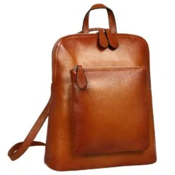 Heshe Women's Vintage Leather Backpack Casual Daypack For Ladies And Girls (Sorrel)