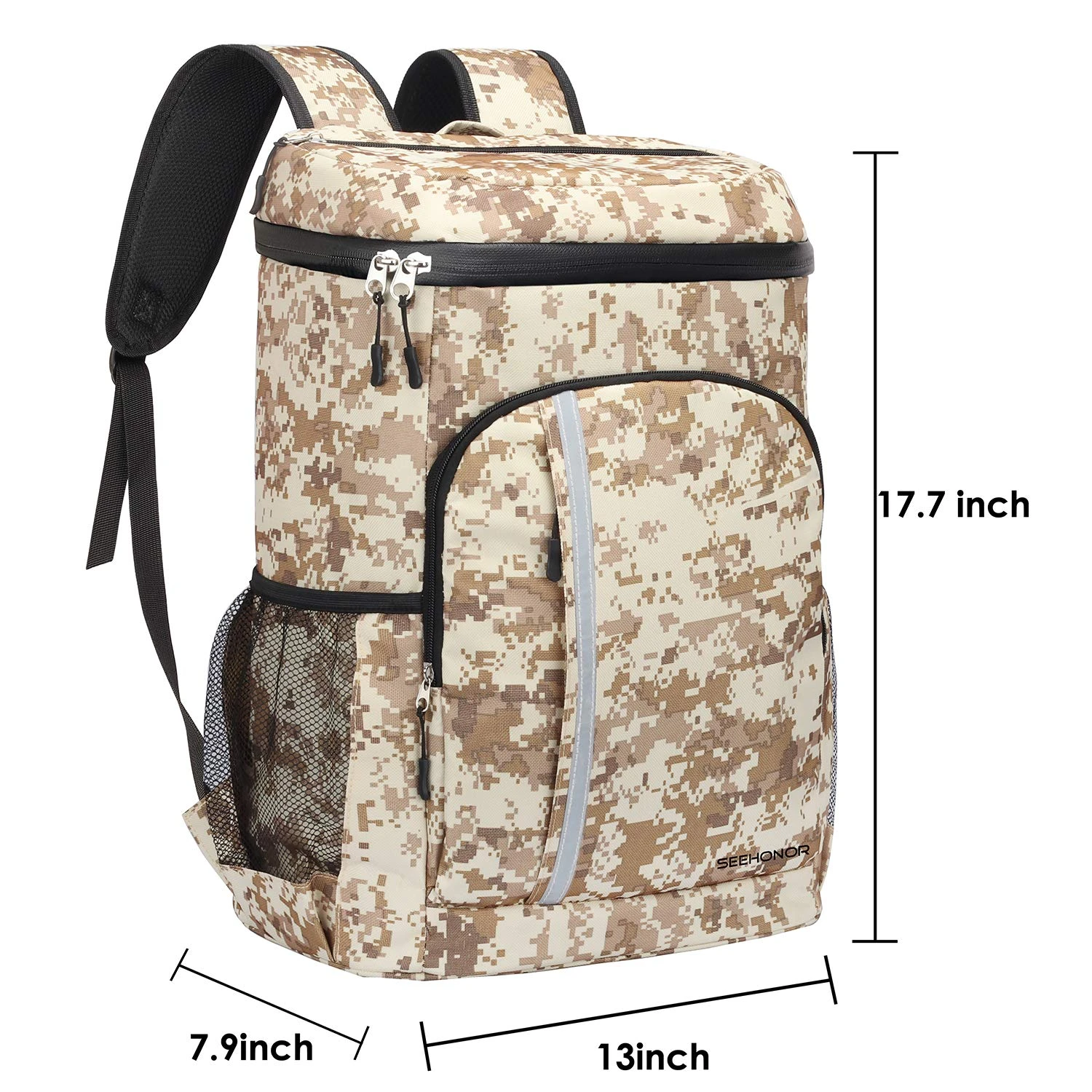 SEEHONOR Insulated Cooler Backpack Leakproof Soft Cooler Bag Lightweight Backpack With Cooler For Lunch Picnic Hiking Camping Beach Park Day Trips, 30 Cans (Camouflage) 3 SEEHONOR Insulated Cooler Backpack Leakproof Soft Cooler Bag Lightweight Backpack With Cooler For Lunch Picnic Hiking Camping Beach Park Day Trips, 30 Cans (Camouflage) - Image 3