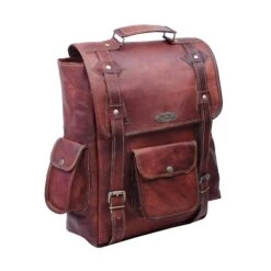 Handmade 16 Inch Brown Leather Backpack For Men Vintage Easy Open Push Lock Genuine Leather Backpack For Women | Leather Laptop Backpack For Men And Women With Padded Laptop Compartment By HULSH -Backpack Shop 814N2VrixIL