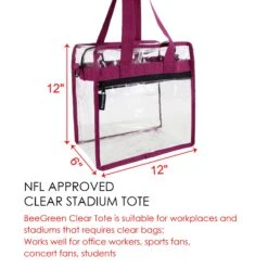 Clear-Purse-Stadium-Approved-Crossbody-For-Women-12 X 12 X 6, NCAA NFL& PGA Security Approved Shoulder Messenger Tote Bag With Adjustable Strap -Backpack Shop 8152LogHQCL