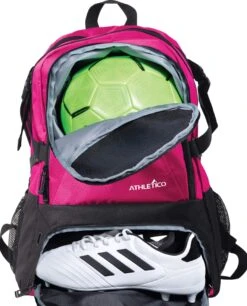 Athletico National Soccer Bag - Backpack For Soccer, Basketball & Football Includes Separate Cleat And Ball Holder (Pink)