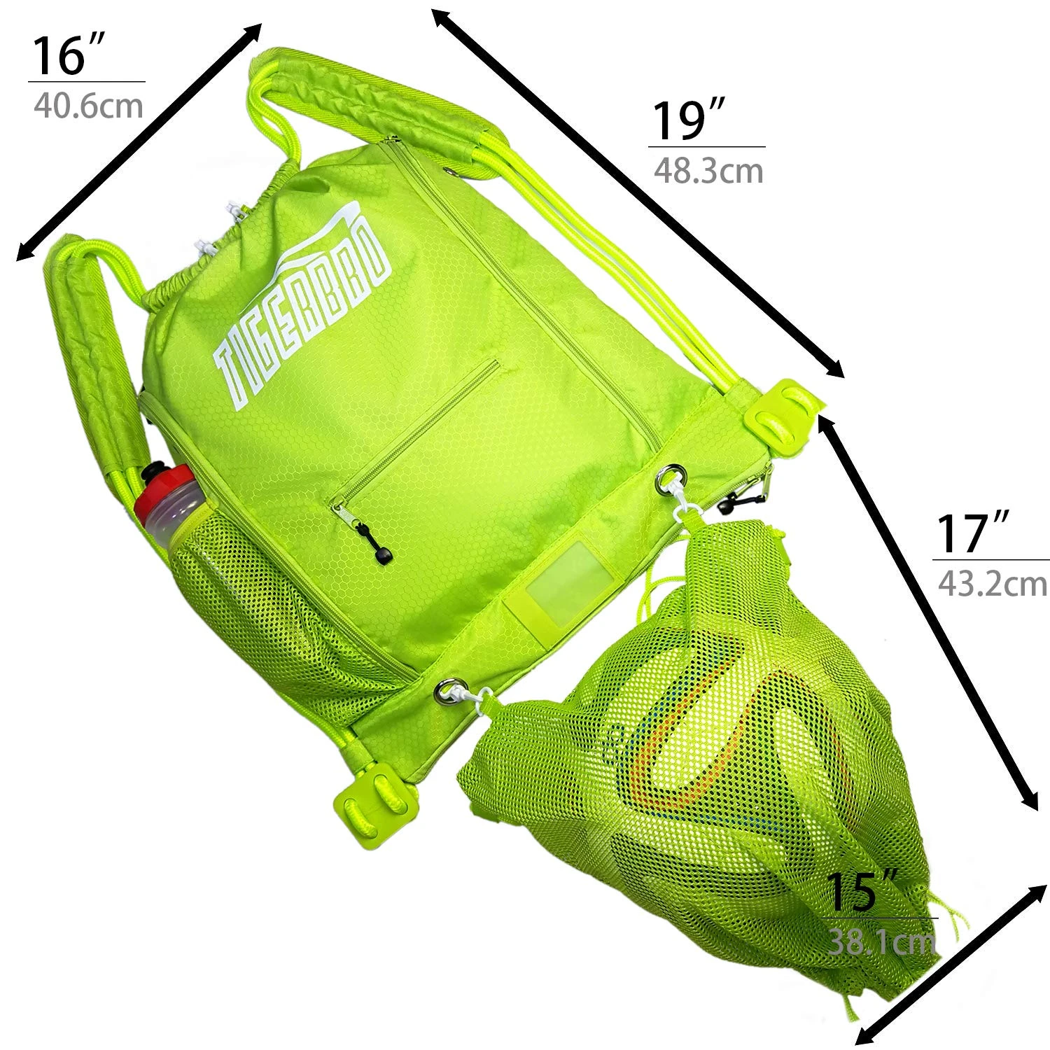 Tigerbro Soccer Backpack Basketball Sackpack With Detachable Mesh Sack Green Football Gear Bag With Nylon Ball Holder Shoe Compartment Waterproof For Boys Girls Women Men 5 Tigerbro Soccer Backpack Basketball Sackpack With Detachable Mesh Sack Green Football Gear Bag With Nylon Ball Holder Shoe Compartment Waterproof For Boys Girls Women Men - Image 5