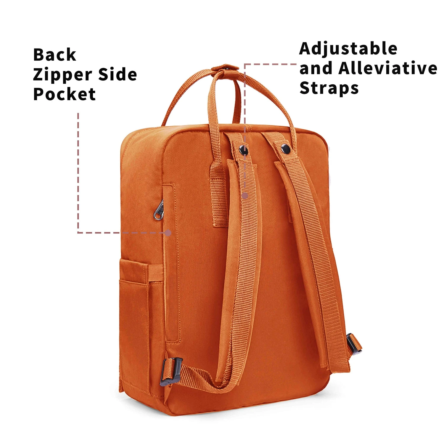 KALIDI Casual Backpack For Women,15 Inches Laptop Classic Backpack Camping Rucksack Travel Outdoor Daypack College School Bag, Orange 3 KALIDI Casual Backpack For Women,15 Inches Laptop Classic Backpack Camping Rucksack Travel Outdoor Daypack College School Bag, Orange - Image 3