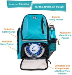 LISH Soccer Backpack - Large School Sports Gym Bag W/ Ball Compartment (Aqua) -Backpack Shop 816E2HXGOTL