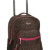 Rockland Luggage 17 Inch Rolling Backpack, PINKLEOPARD