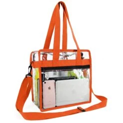Clear-Bag-Stadium-Approved-12 X 12 X 6, NCAA NFL& PGA Security Approved Shoulder Messenger Tote Bag With Adjustable Strap