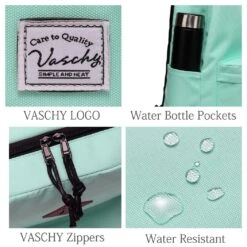 Lightweight Backpack For School, VASCHY Classic Basic Water Resistant Casual Daypack For Travel With Bottle Side Pockets (Aqua) -Backpack Shop 817ANhdBgkL