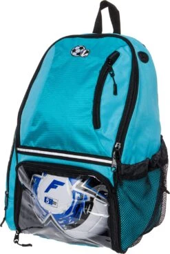 LISH Soccer Backpack - Large School Sports Gym Bag W/ Ball Compartment (Aqua)