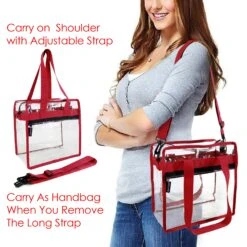 Clear-Tote-Bag-NFL-Stadium-Approved-12 X 12 X 6, NCAA MLB& PGA Security Approved Cross-Body Shoulder Messenger Bag With Adjustable Strap -Backpack Shop 81ABRKm1BkL