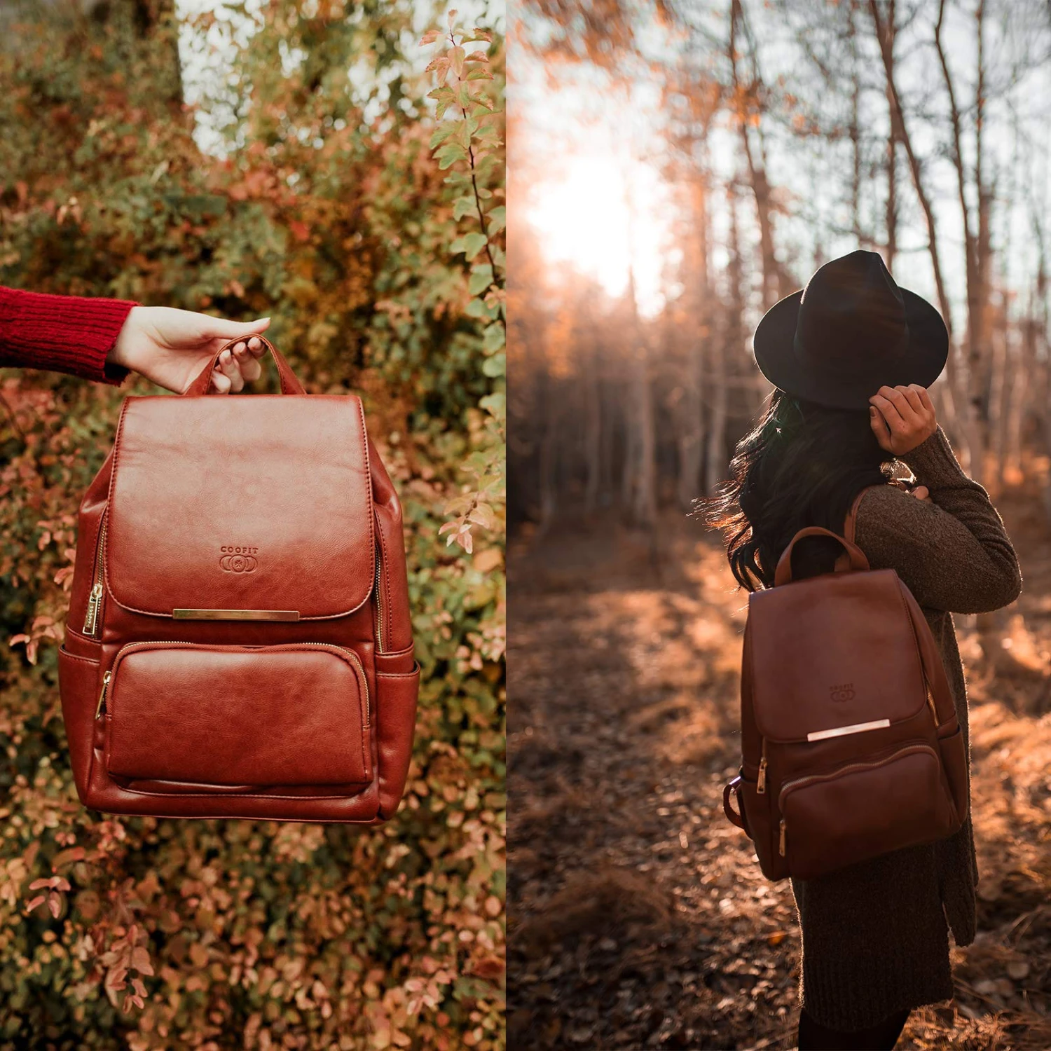 COOFIT PU Leather Backpack School Backpack Casual Daypack With Pouch For Women Brown 7 COOFIT PU Leather Backpack School Backpack Casual Daypack With Pouch For Women Brown - Image 7