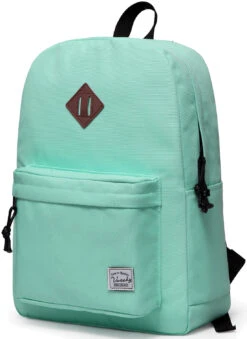 Lightweight Backpack For School, VASCHY Classic Basic Water Resistant Casual Daypack For Travel With Bottle Side Pockets (Aqua)