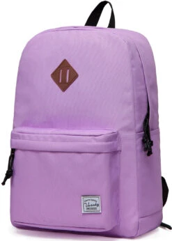 Lightweight Backpack For School, VASCHY Classic Basic Water Resistant Casual Daypack For Travel With Bottle Side Pockets (Orchid)