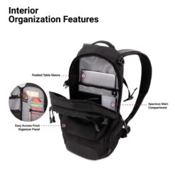 SWISSGEAR Compact Organizer Backpack | Narrow Profile Daypack| Men's And Women's - Black -Backpack Shop 81F34FGYnrL