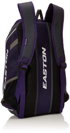 EASTON GAME READY Bat & Equipment Backpack Bag | Baseball Softball | 2020 | Purple | 2 Bat Pockets | Vented Main Compartment | Vented Shoe Pocket | Zippered Valuables Pocket | Fence Hook -Backpack Shop 81FBh4QqD2L