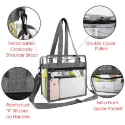 Clear-Bag-For-Women-Stadium-Approved-12 X 12 X 6, NCAA NFL& PGA Security Approved Shoulder Messenger Tote Bag With Adjustable Strap -Backpack Shop 81G3AIK3bbL