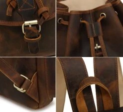 Kenox 16" Genuine Leather Laptop Backpack Vintage College School Bookbag (Brown) -Backpack Shop 81JNLiG4ELL