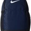Nike Brasilia Medium Training Backpack, Nike Backpack For Women And Men With Secure Storage & Water Resistant Coating, Midnight Navy/Black/White