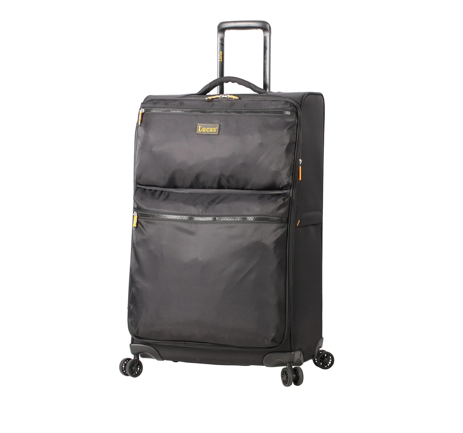 LUCAS Designer Luggage Collection - Expandable 28 Inch Softside Bag - Durable Large Ultra Lightweight Checked Suitcase With 8-Rolling Spinner Wheels (Black) 1 LUCAS Designer Luggage Collection - Expandable 28 Inch Softside Bag - Durable Large Ultra Lightweight Checked Suitcase With 8-Rolling Spinner Wheels (Black)