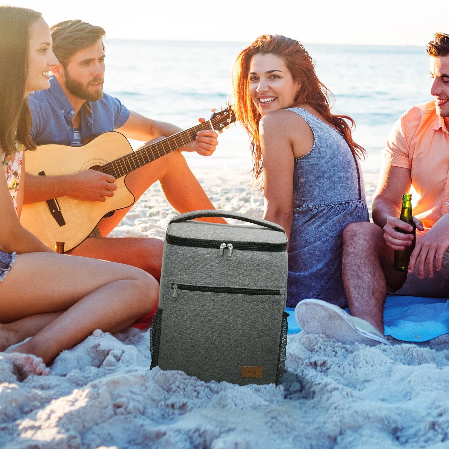 Lifewit Insulated Cooler Bag Backpack, Soft Cooler Soft-Sided Cooling Bag For Beach Picnic Camping BBQ, 24L 30-Can, Grey 2 Lifewit Insulated Cooler Bag Backpack, Soft Cooler Soft-Sided Cooling Bag For Beach Picnic Camping BBQ, 24L 30-Can, Grey - Image 2