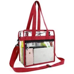 Clear-Tote-Bag-NFL-Stadium-Approved-12 X 12 X 6, NCAA MLB& PGA Security Approved Cross-Body Shoulder Messenger Bag With Adjustable Strap
