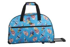 LUCAS Designer Carry On Luggage Collection - Lightweight Pattern 22 Inch Duffel Bag- Weekender Overnight Business Travel Suitcase With 2- Rolling Spinner Wheels (IN FLIGHT TURQUOISE, 22in)