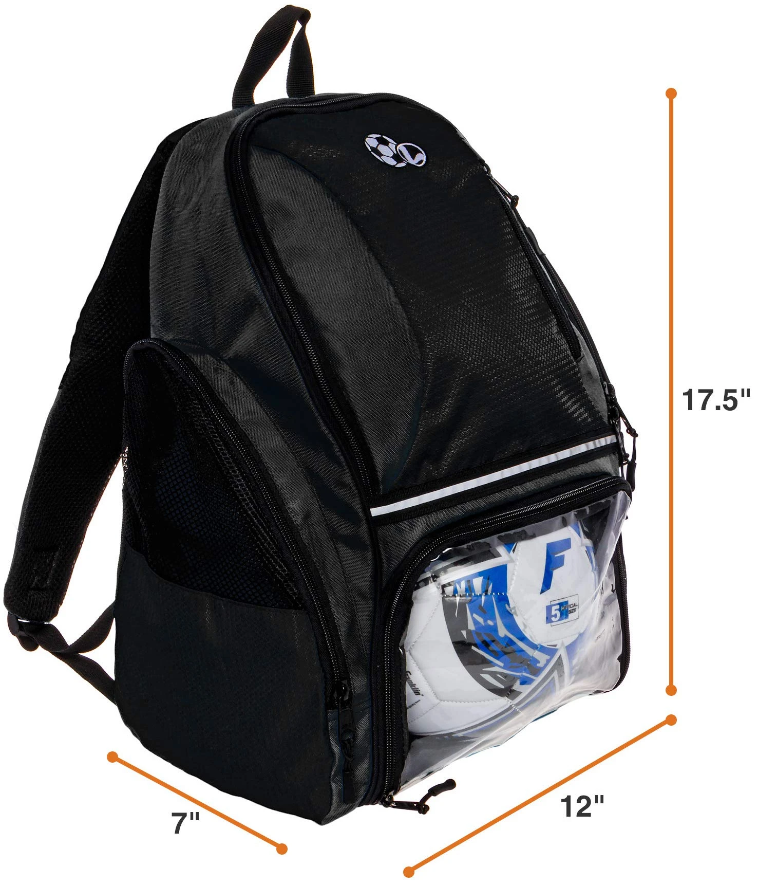 LISH Soccer Backpack - Large School Sports Gym Bag W/ Ball Compartment (Black) 2 LISH Soccer Backpack - Large School Sports Gym Bag W/ Ball Compartment (Black) - Image 2