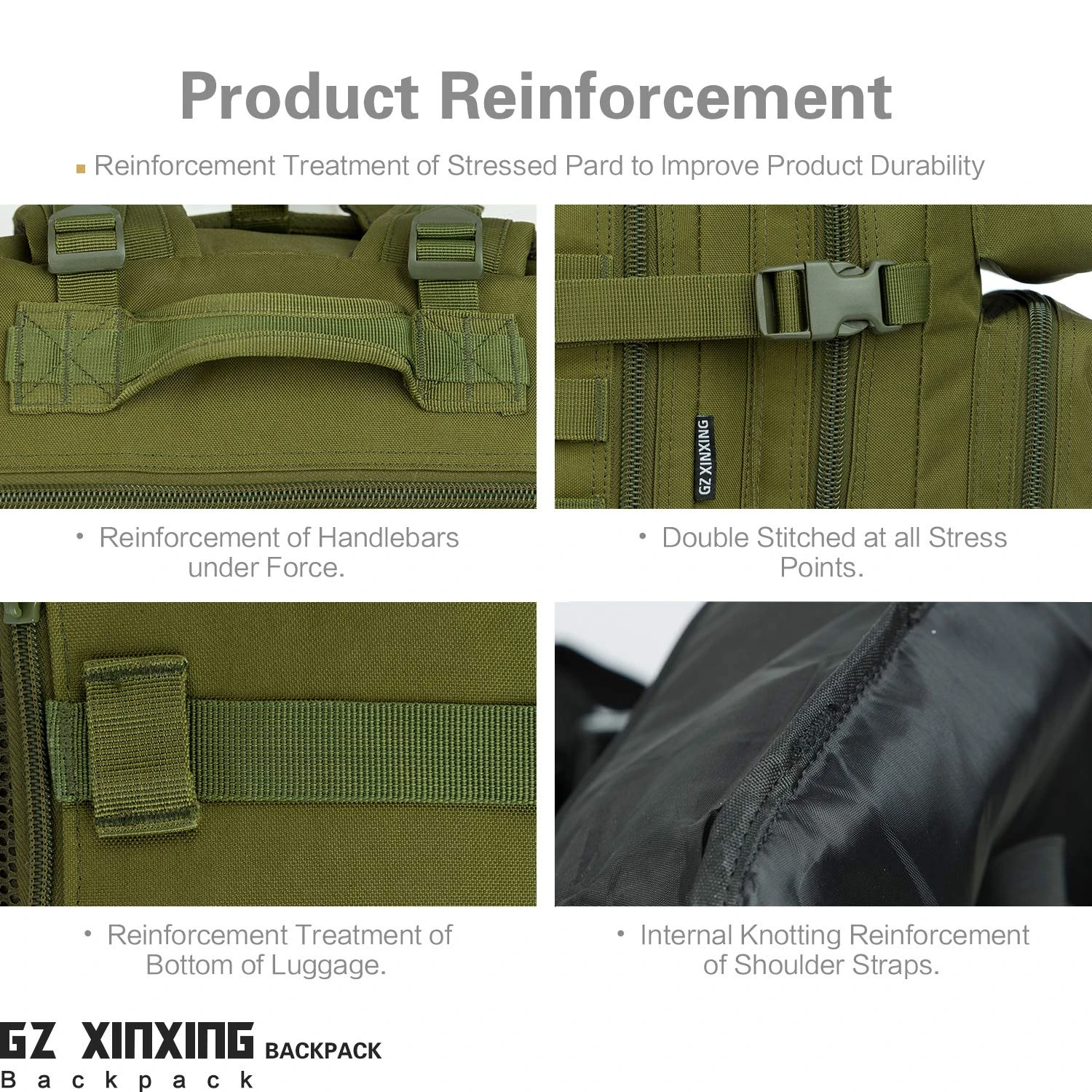 GZ XINXING 3 Day Assault Pack Military Tactical Army Molle Rucksack Backpack Bug Out Bag Hiking Daypack For Hunting Camping Hiking Traveling (GREEN) 2 GZ XINXING 3 Day Assault Pack Military Tactical Army Molle Rucksack Backpack Bug Out Bag Hiking Daypack For Hunting Camping Hiking Traveling (GREEN) - Image 2