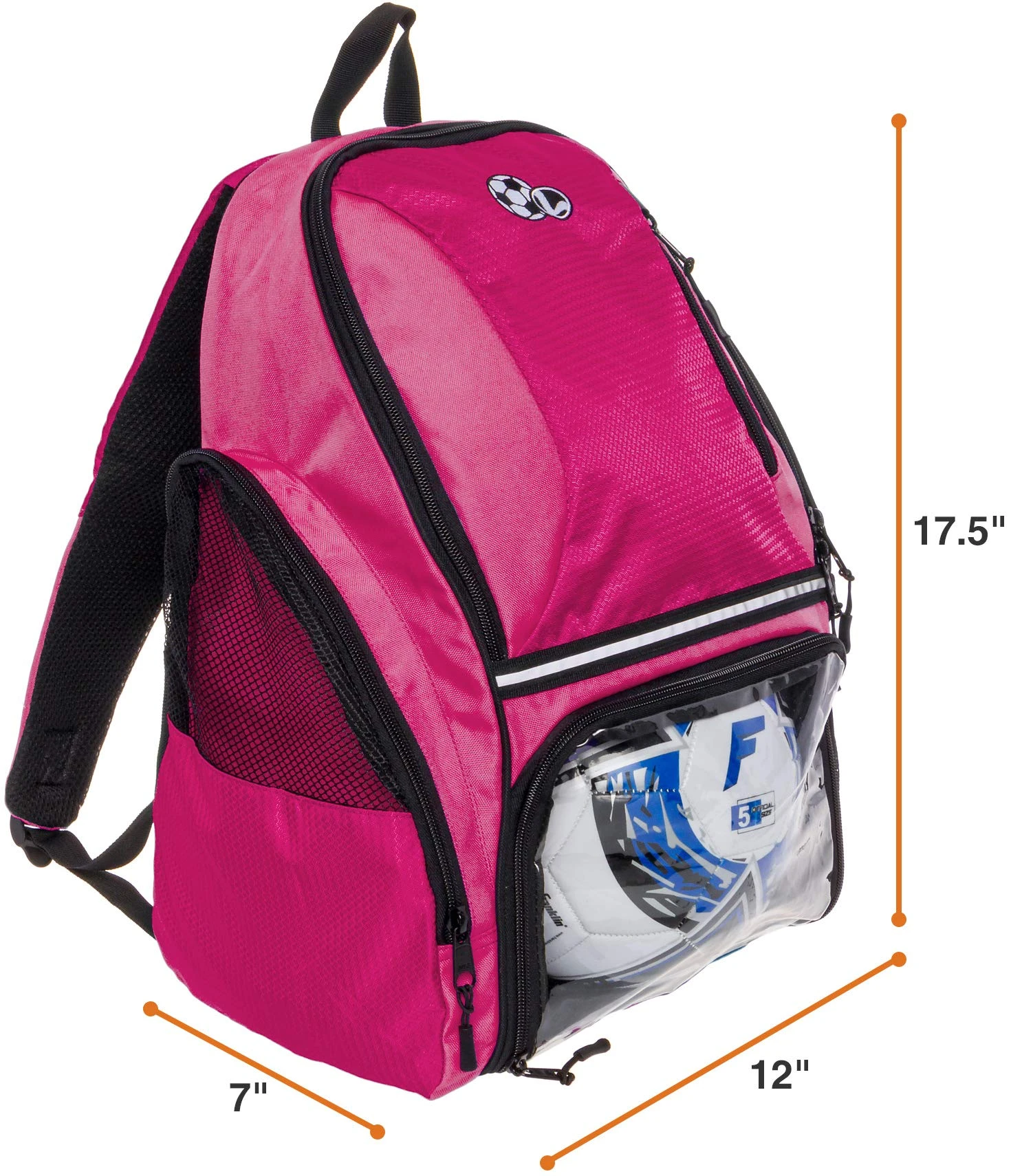LISH Soccer Backpack - Large School Sports Gym Bag W/ Ball Compartment (Pink) 2 LISH Soccer Backpack - Large School Sports Gym Bag W/ Ball Compartment (Pink) - Image 2