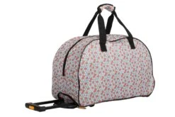 LUCAS Designer Carry On Luggage Collection - Lightweight Pattern 22 Inch Duffel Bag- Weekender Overnight Business Travel Suitcase With 2- Rolling Spinner Wheels (DAISIES WHITE, 22in) -Backpack Shop 81Q8IU6uljL