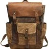 Vintage Canvas Waxed Leather Backpack W/Laptop Storage (Large) High School, College, Travel Bag | Canvas And Cotton Craftsmanship | All-Purpose Rucksack For Men, Women, Kids