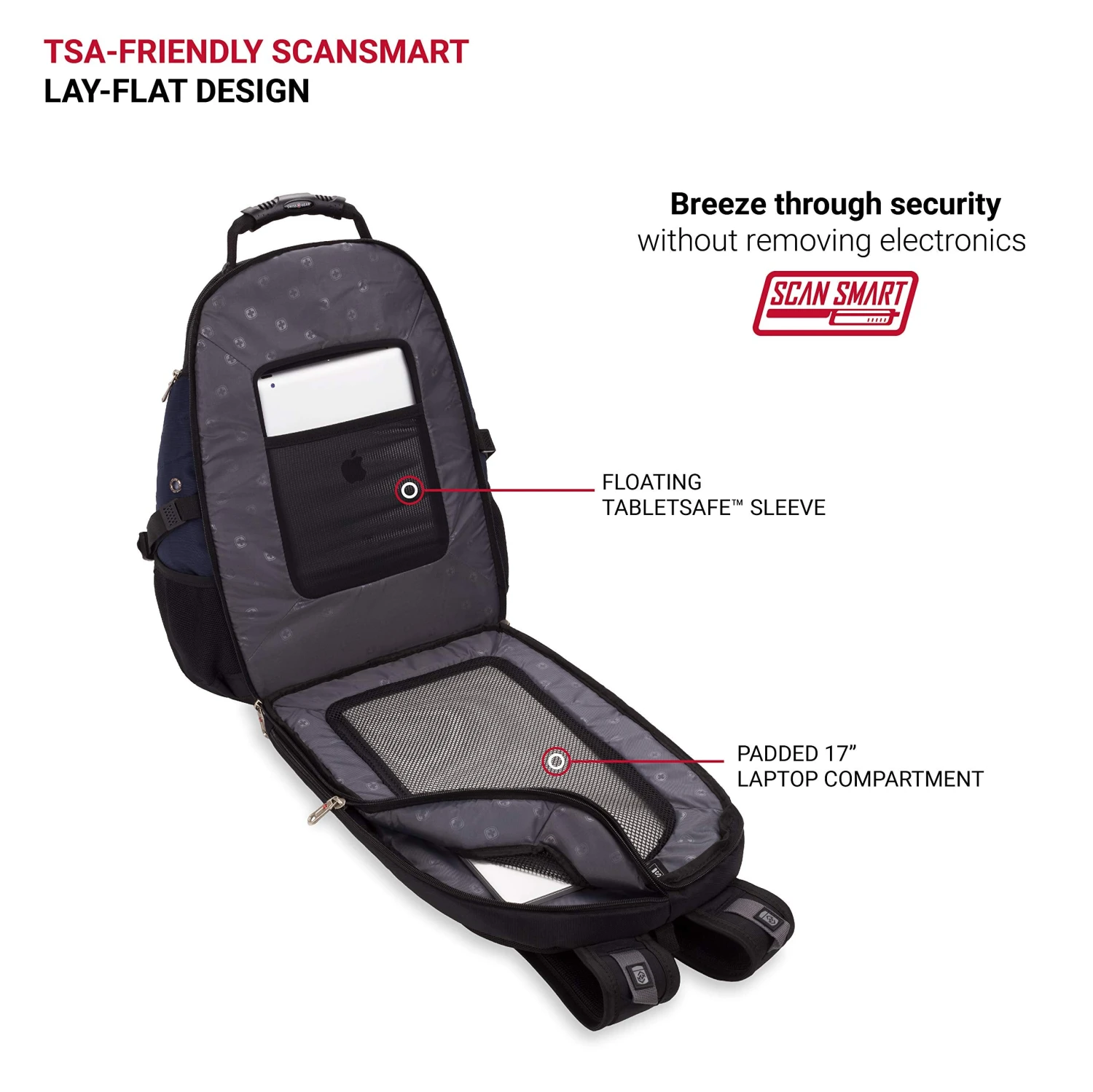 SwissGear Travel Gear 1900 Scansmart TSA Friendly Laptop Backpack Blue 4 SwissGear Travel Gear 1900 Scansmart TSA Friendly Laptop Backpack Blue - Image 4