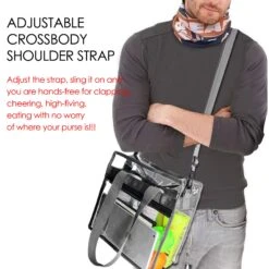 Clear-Bag-For-Women-Stadium-Approved-12 X 12 X 6, NCAA NFL& PGA Security Approved Shoulder Messenger Tote Bag With Adjustable Strap -Backpack Shop 81TjsDploWL