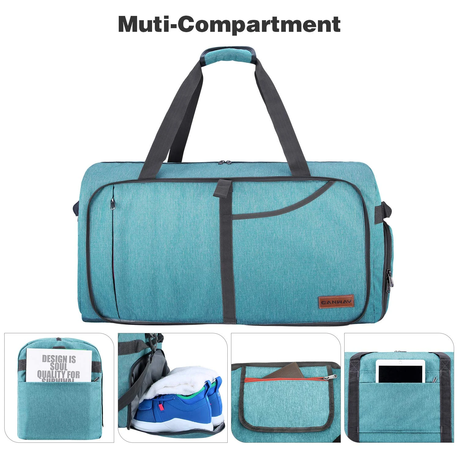 Canway 65L Travel Duffel Bag, Foldable Weekender Bag With Shoes Compartment For Men Women Water-proof & Tear Resistant 3 Canway 65L Travel Duffel Bag, Foldable Weekender Bag With Shoes Compartment For Men Women Water-proof & Tear Resistant - Image 3