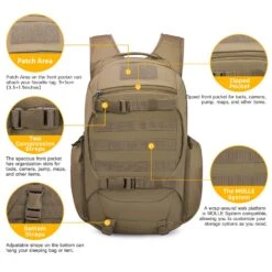 Mardingtop 28L Tactical Backpacks Molle Hiking Daypacks For Camping Hiking Military Traveling 28L-Khaki -Backpack Shop 81UaSLin3DL