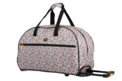 LUCAS Designer Carry On Luggage Collection - Lightweight Pattern 22 Inch Duffel Bag- Weekender Overnight Business Travel Suitcase With 2- Rolling Spinner Wheels (DAISIES WHITE, 22in) -Backpack Shop 81XnVFEW xL